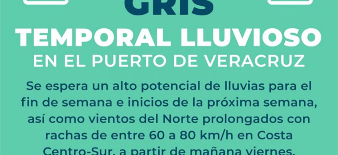 Alerta Gris por Temporal Lluvioso en el puerto de Veracruz