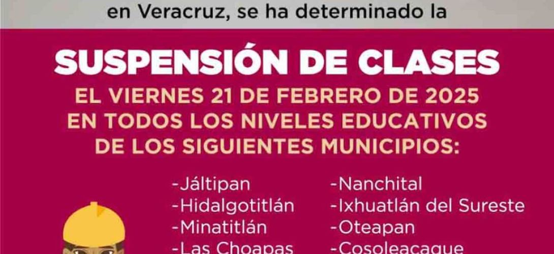 SEV suspende clases en municipios del Sur de Veracruz por el paso del FF 28