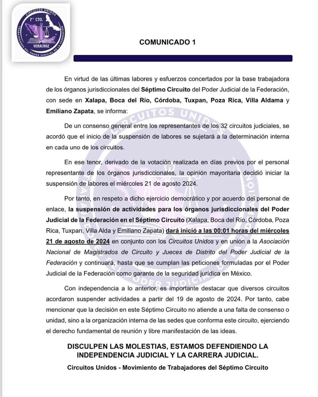 Xalapa se sumará al paro nacional contra reforma judicial el miércoles 5
